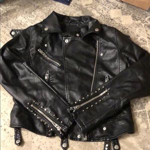 Black Faux Leather Motorcycle Jacket by BlankNYC